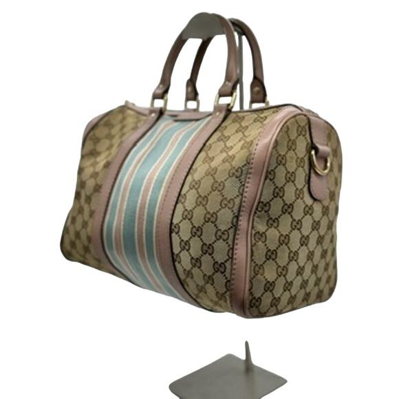 Gucci GG Monogram Vintage Web Medium Boston Pink Blue*AWESOME 2-WAY! - Picture 5 of 16
